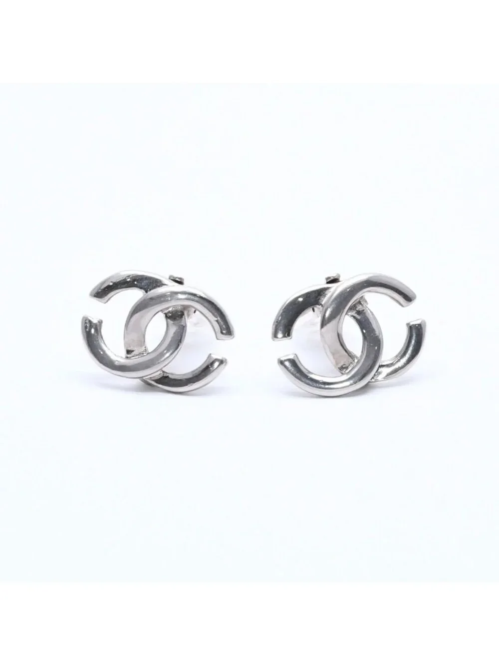 Chanel Earrings CC Logo 01 Silver Metal